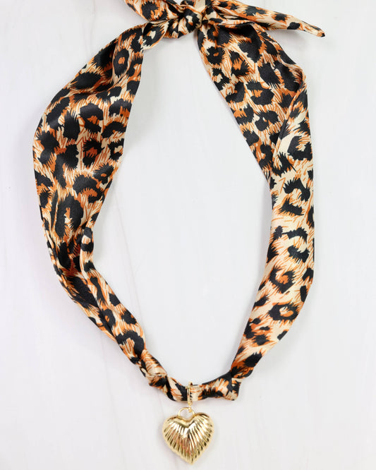 Lillie Scarf Charm Necklace LEOPARD