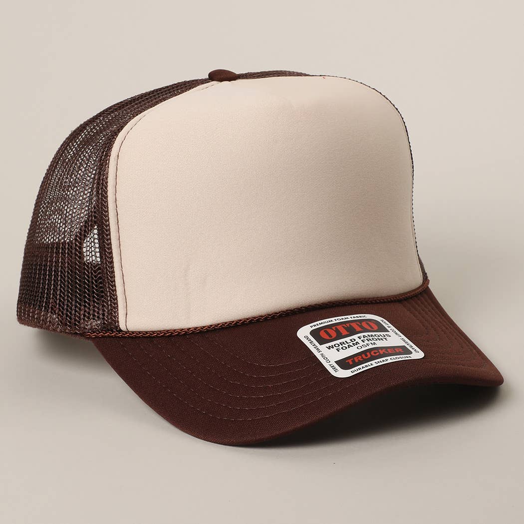 Two-Tone Mesh Back High Crown Foam Trucker Hat