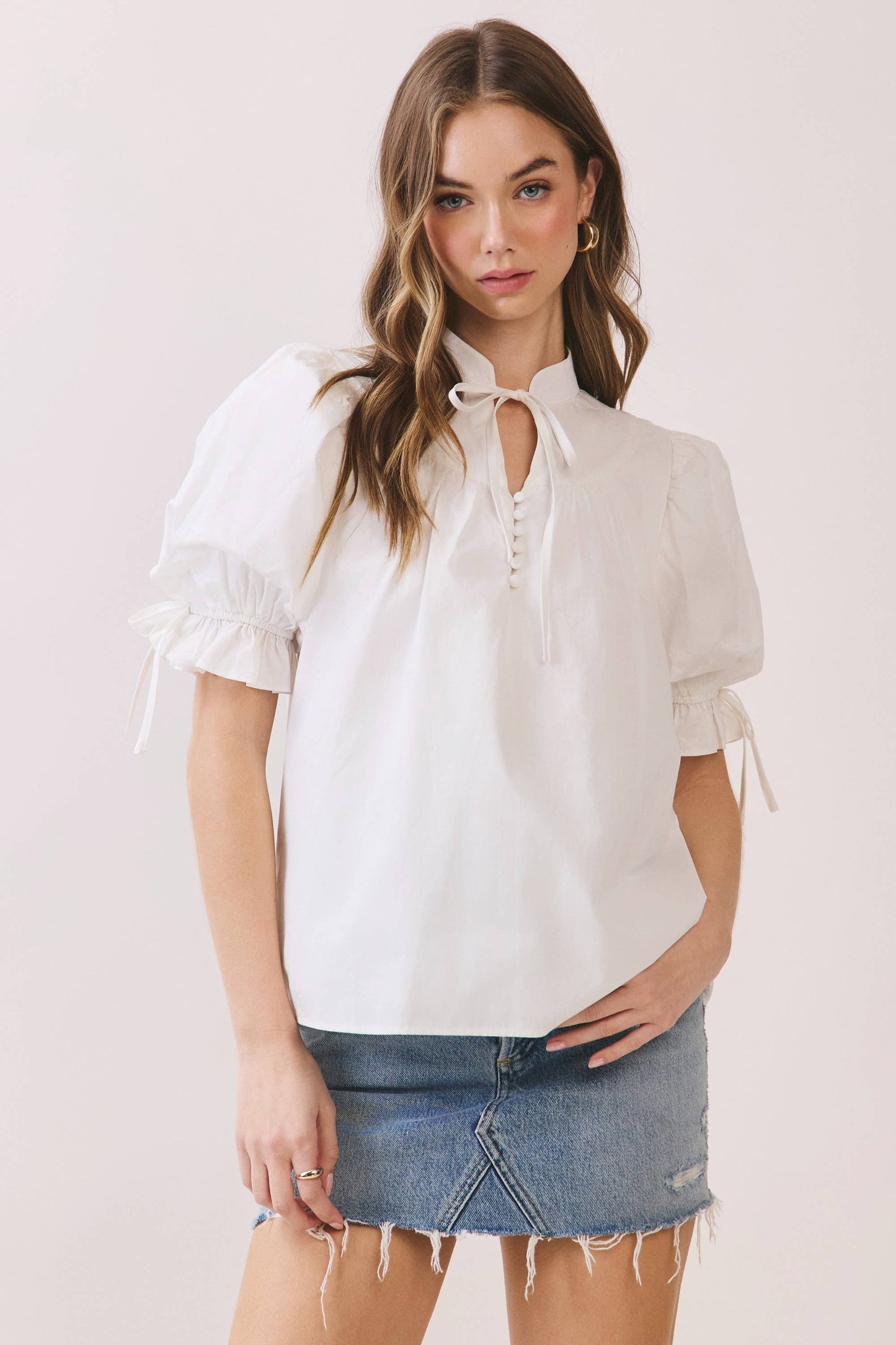 Soft Pink Bow Blouse Top