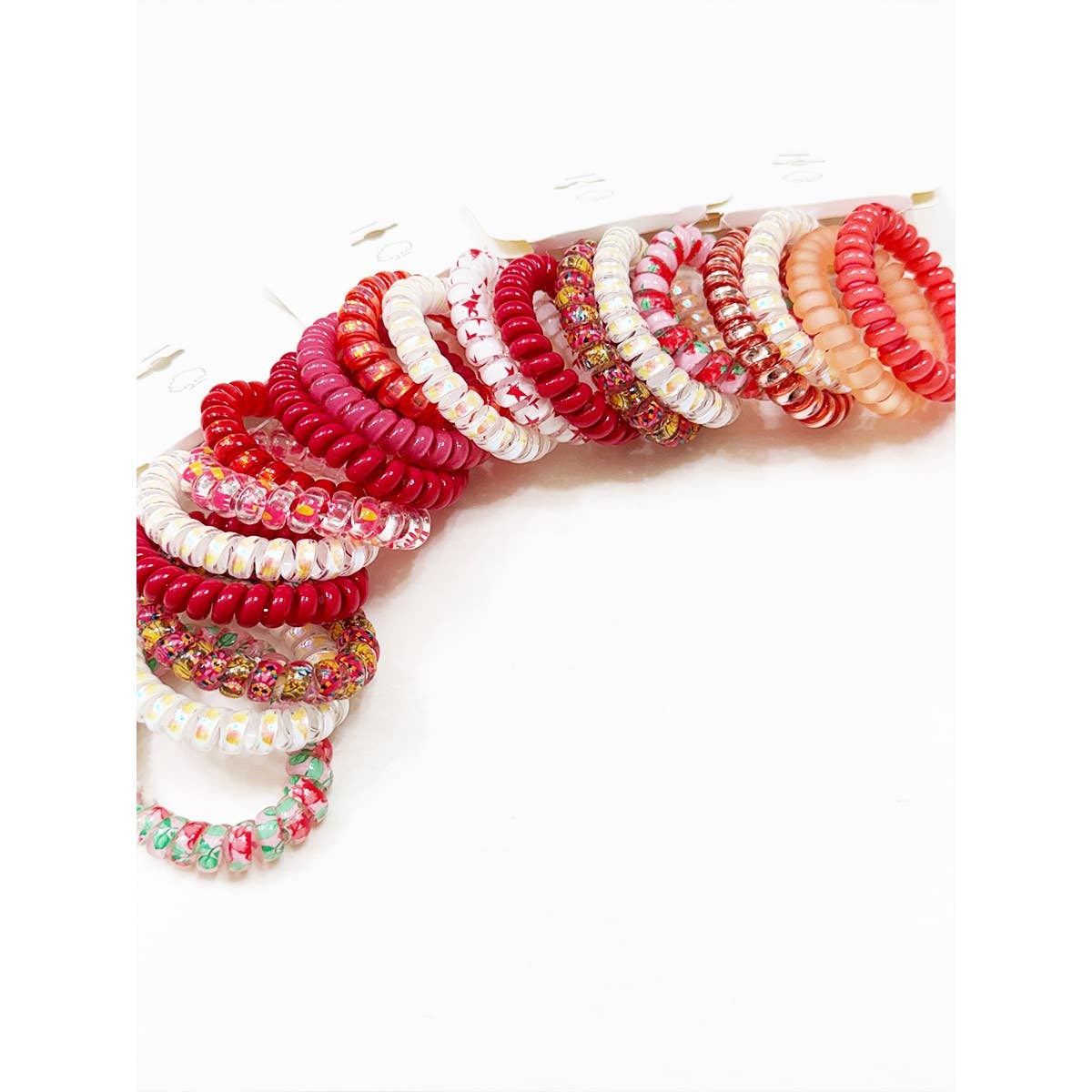 Red Tone Multi Design Spiral Hair Ties