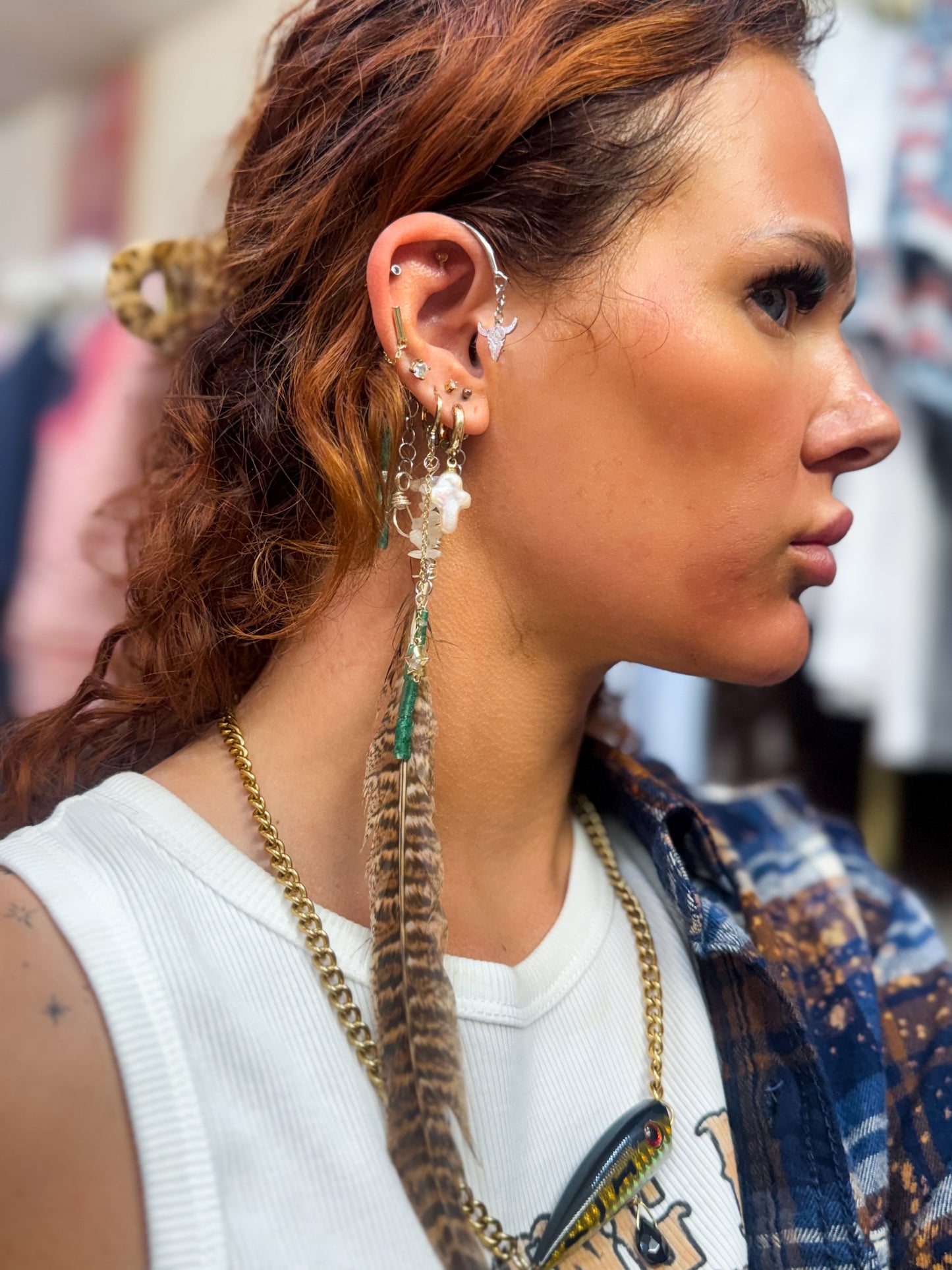 Feathers & Charms Ear Cuffs