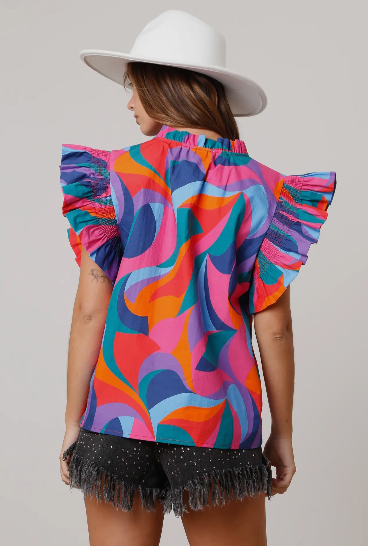 Abstract Ruffle Top