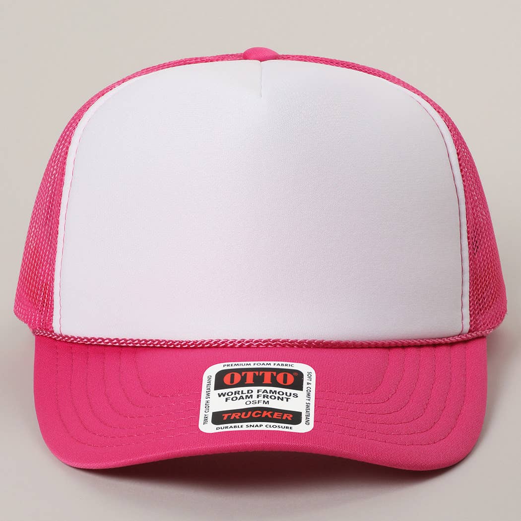 Two-Tone Mesh Back High Crown Foam Trucker Hat