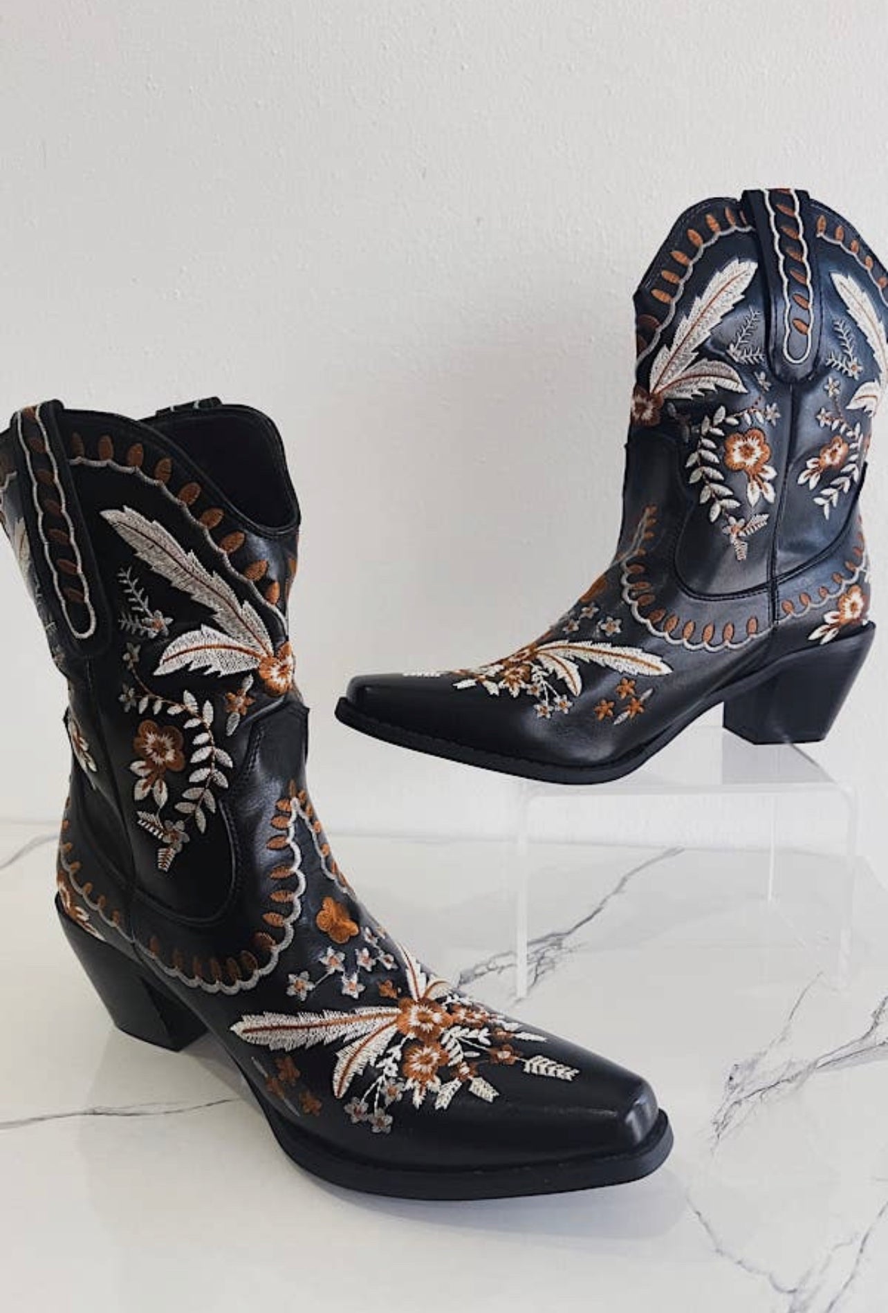 Leather Floral Boots