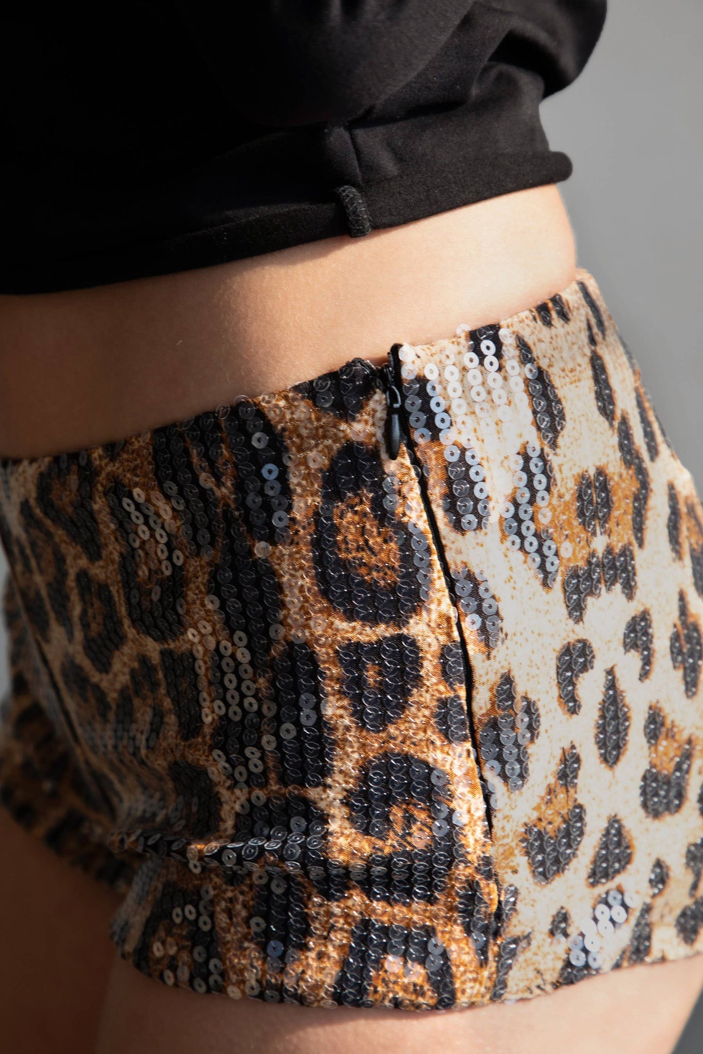 CHEETAH  Leopard Print Sequence Low Rise Micro Shorts