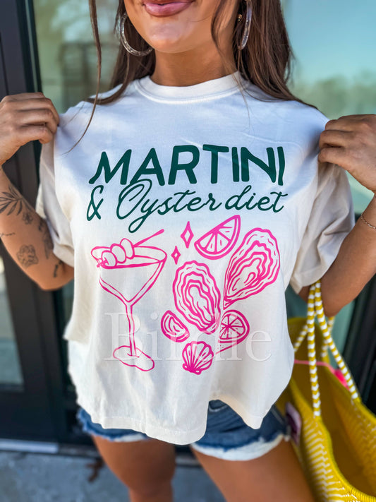 Martini & Oyster Graphic Tee on Ivory Boxy
