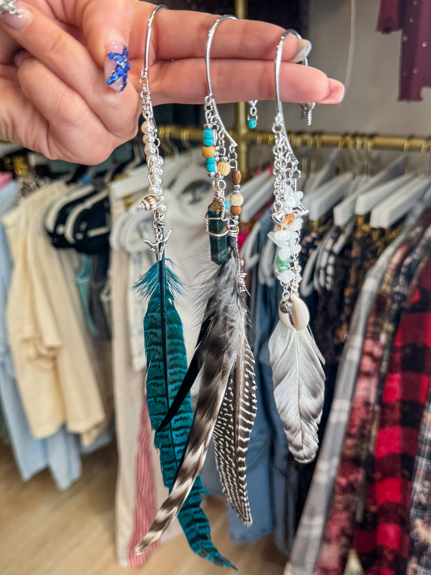Feathers & Charms Ear Cuffs