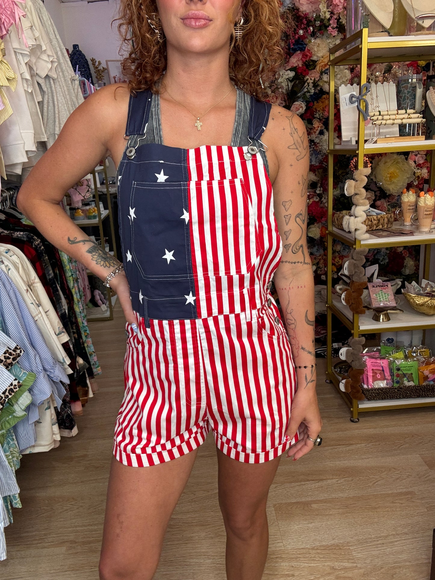 USA FLAG SHORT OVERALLS