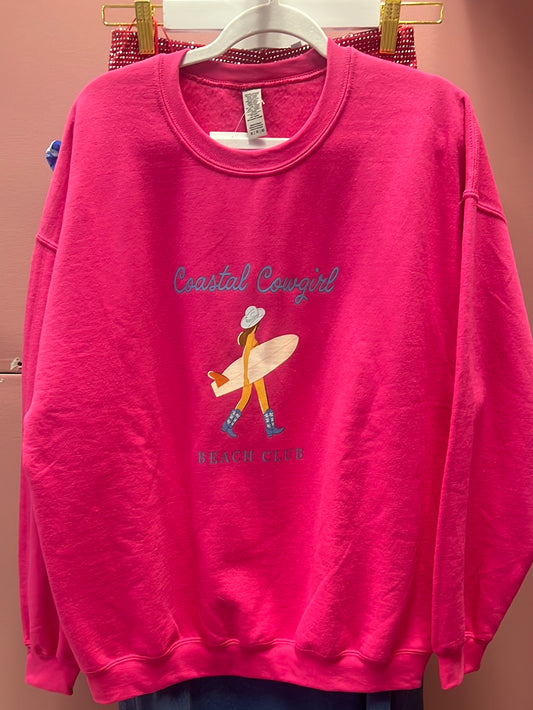 Coastal Cowgirl Hot Pink Crew