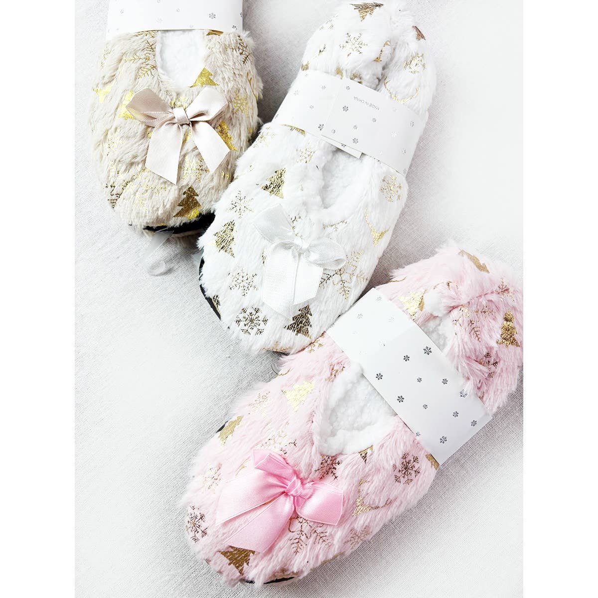 Elegant Christmas Design Fuzzy Socks Slippers