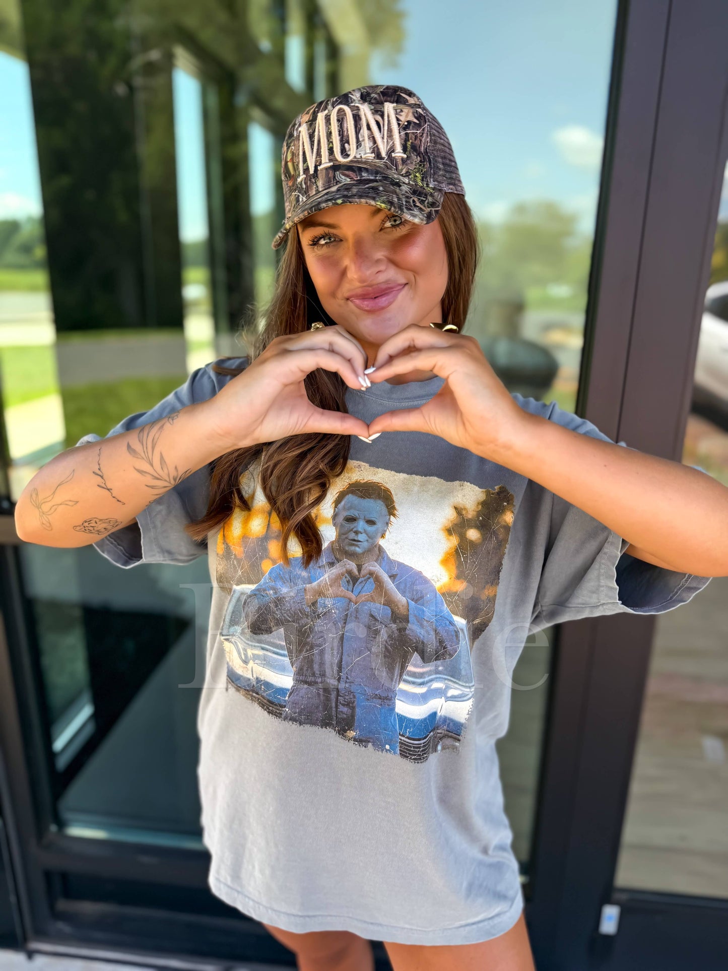 Michael Myers Heart Gray Graphic Tee