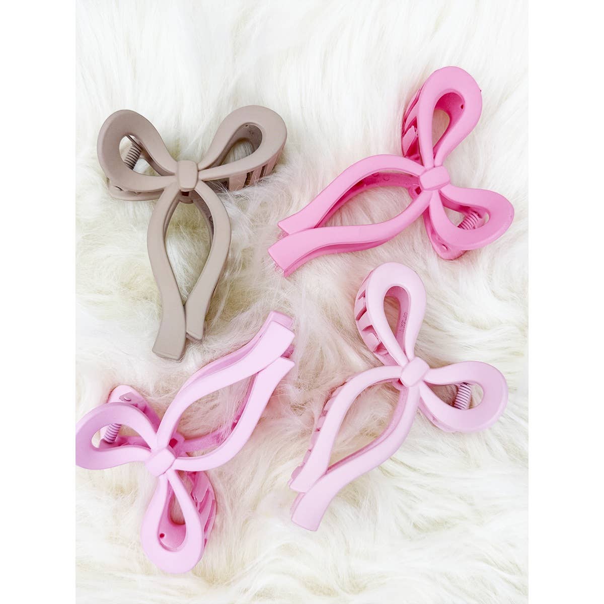 Assorted Pink and Taupe Shades of Bow Clip