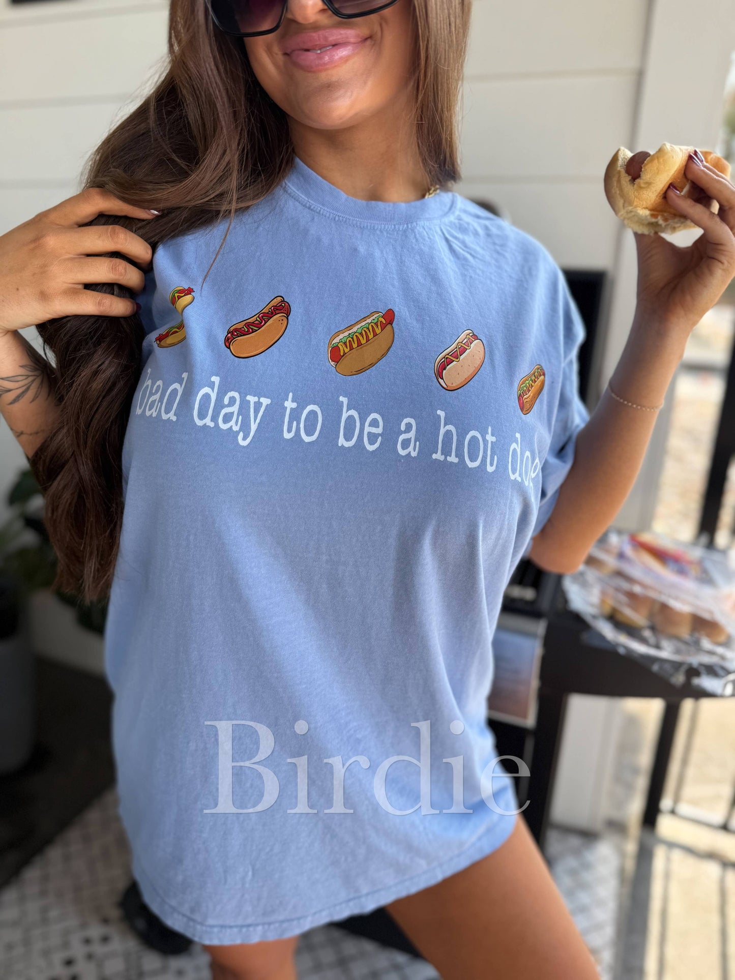 Bad Day To Be a Dog Graphic Tee on Washed Denim