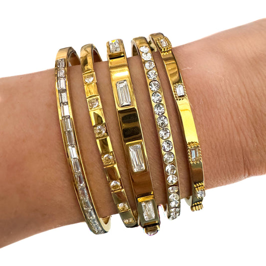 Cz Zircon Gold Bangle Bracelet Waterproof