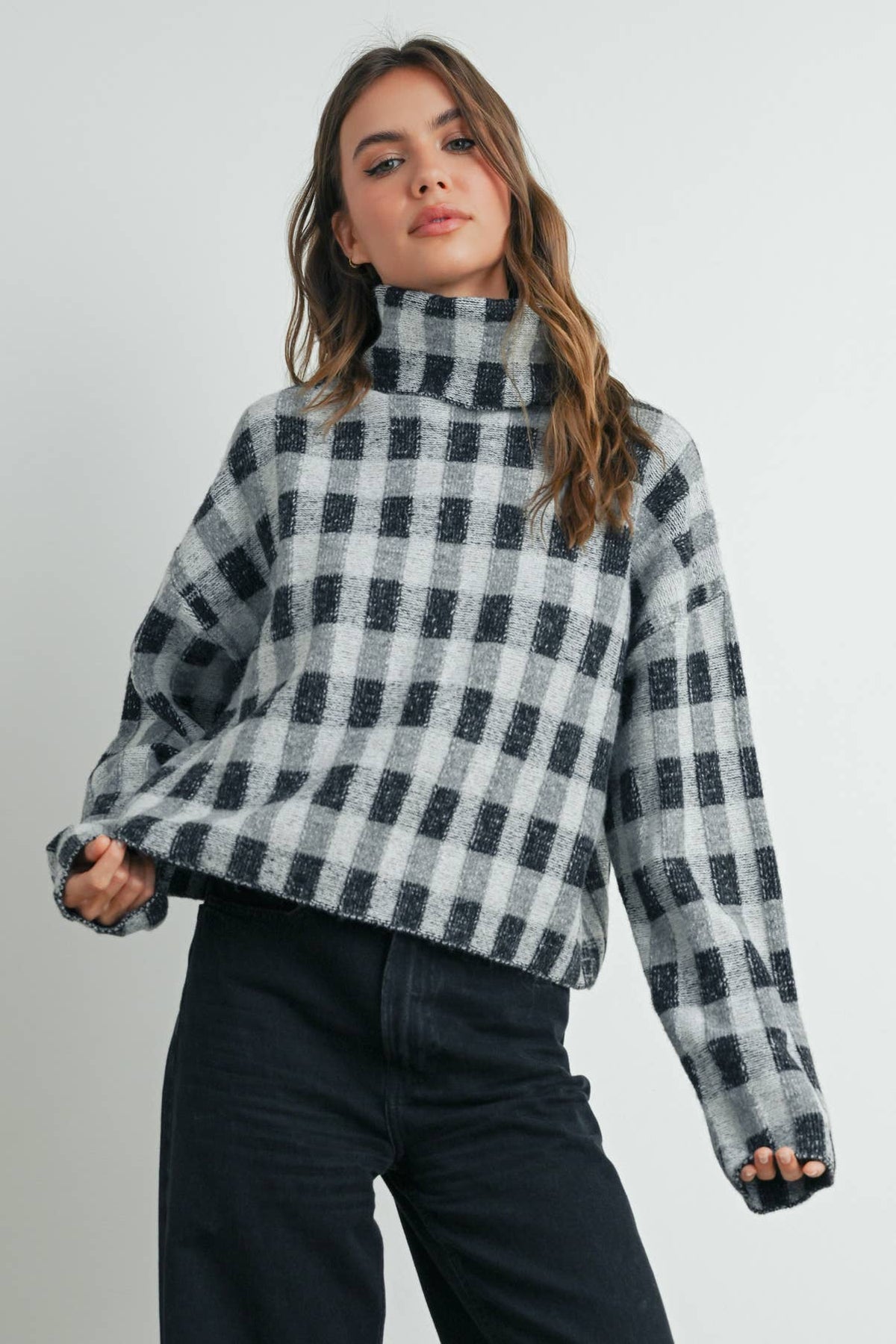 Fall Check Turtleneck Sweater - BMW7532