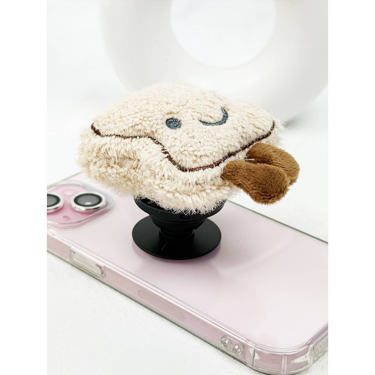 Fluffy Bear Design Mobile Phone Grip Holder