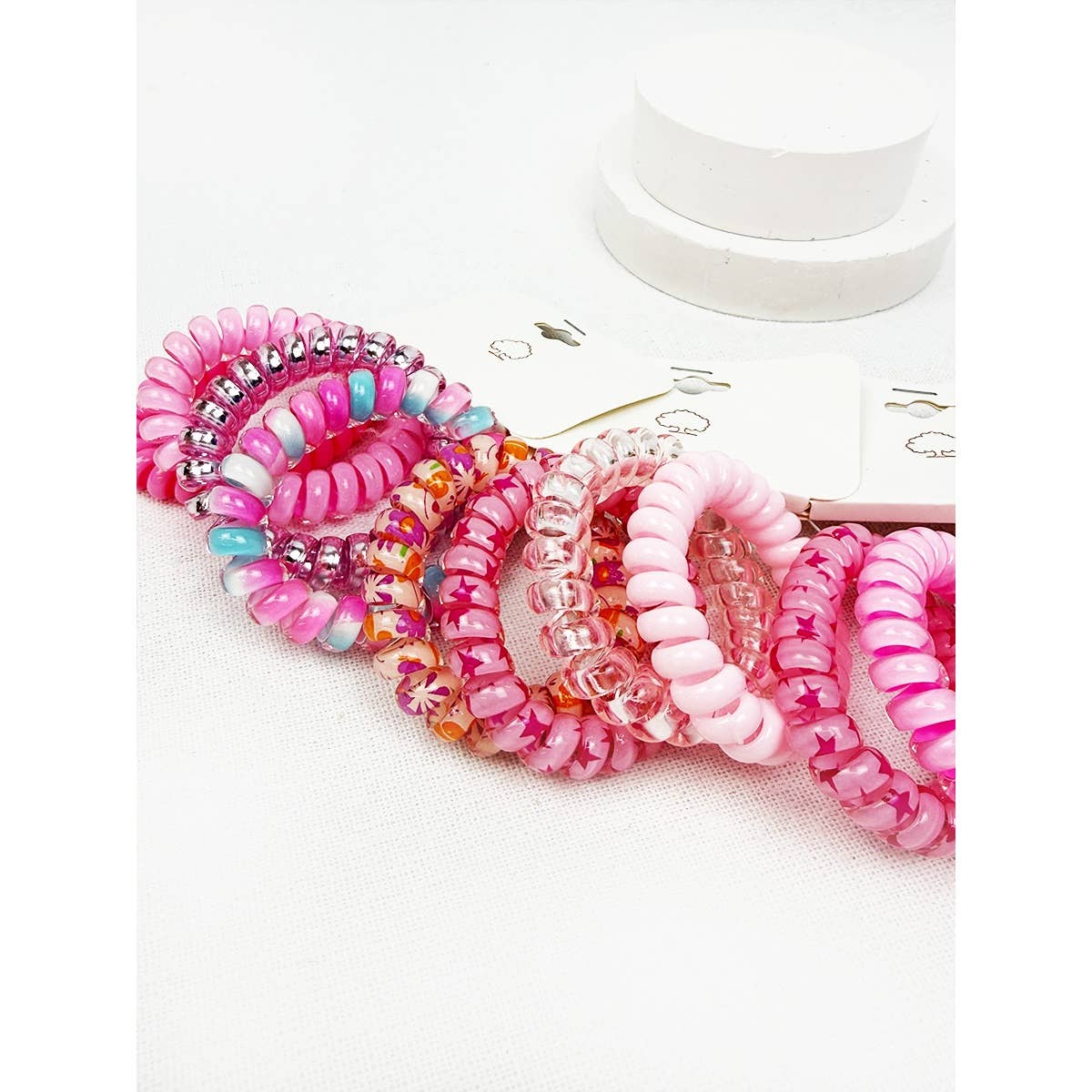 Mix of Hot Pink Shades Spiral Hair Ties