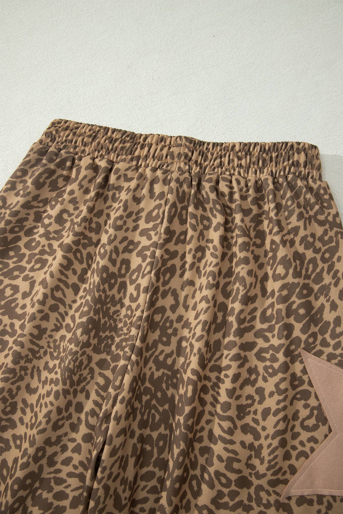 Leopard Print Star Patched Elastic Waist Jogger Pants (S-XL)