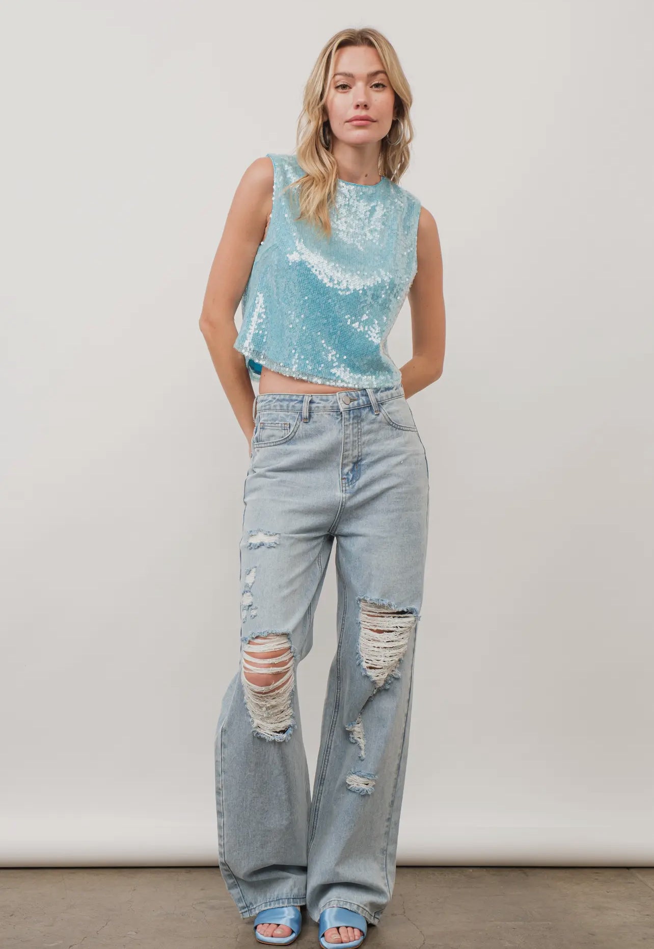 Sequin Blue Tank