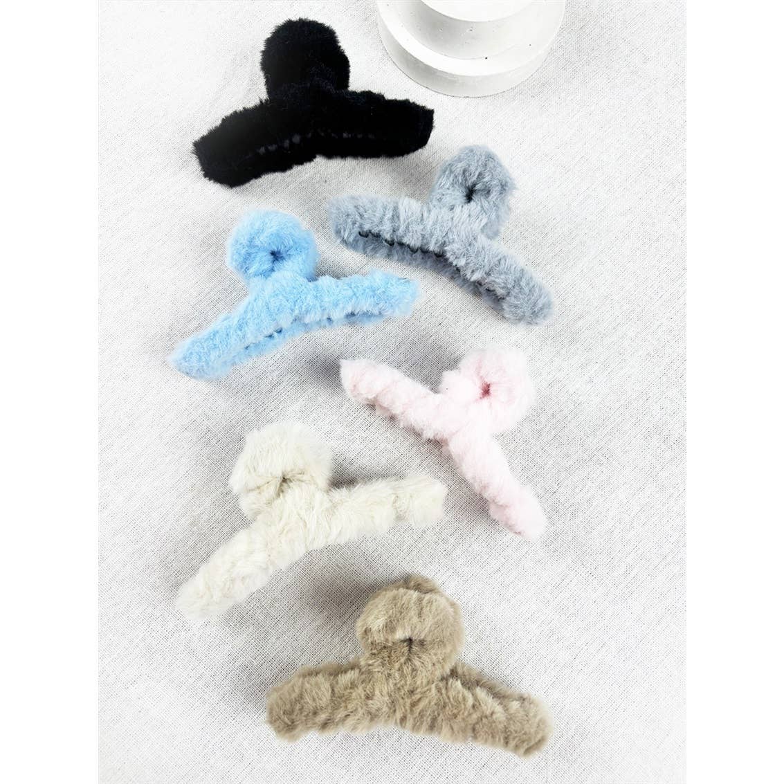 Faux Fur Plush Hair Barrette Jaw Clip