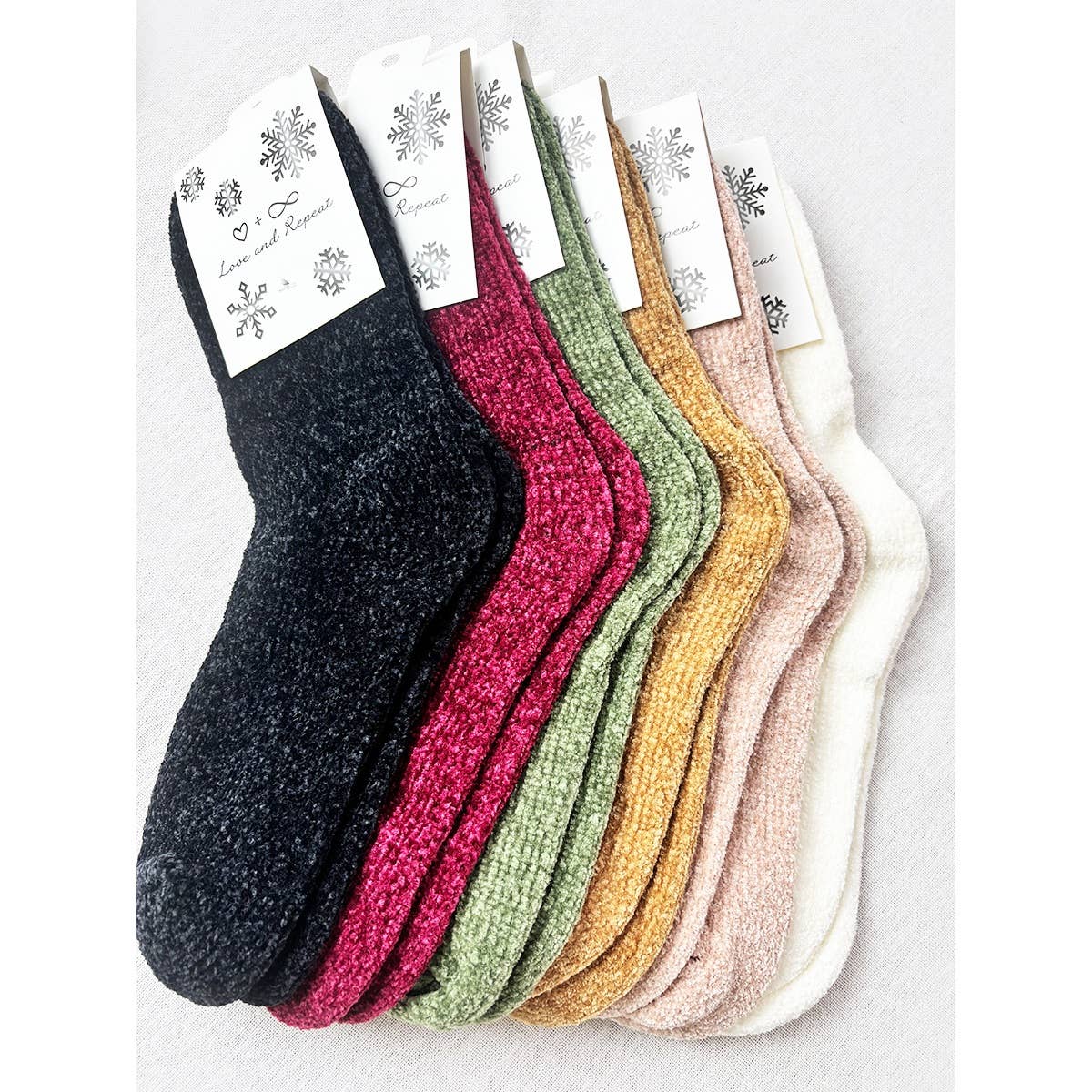 Soft Textured Solid Chinelle Socks