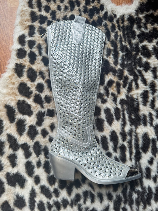 Azalea Wang Diamond White Boots