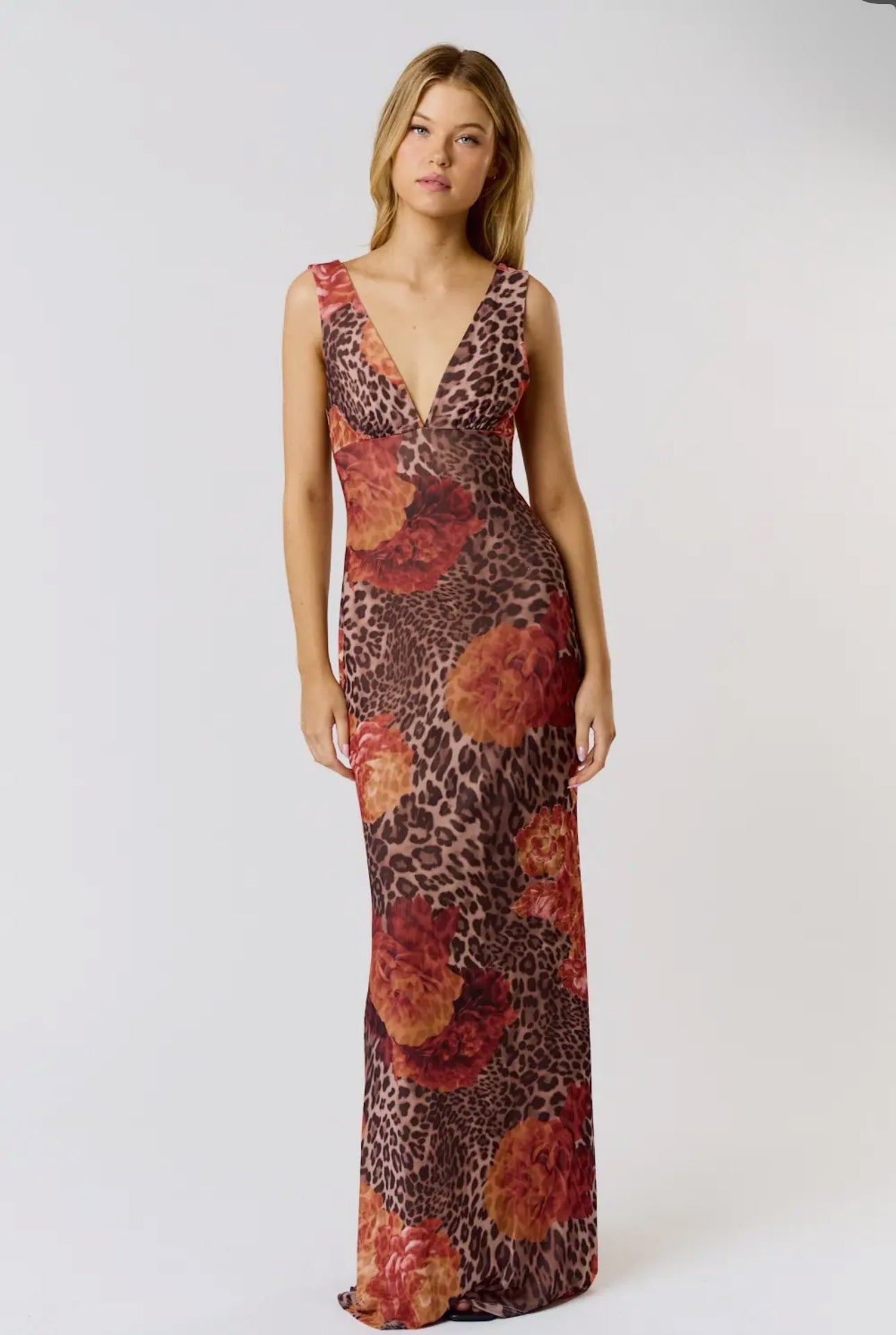 Leopard Rose Maxi Dress