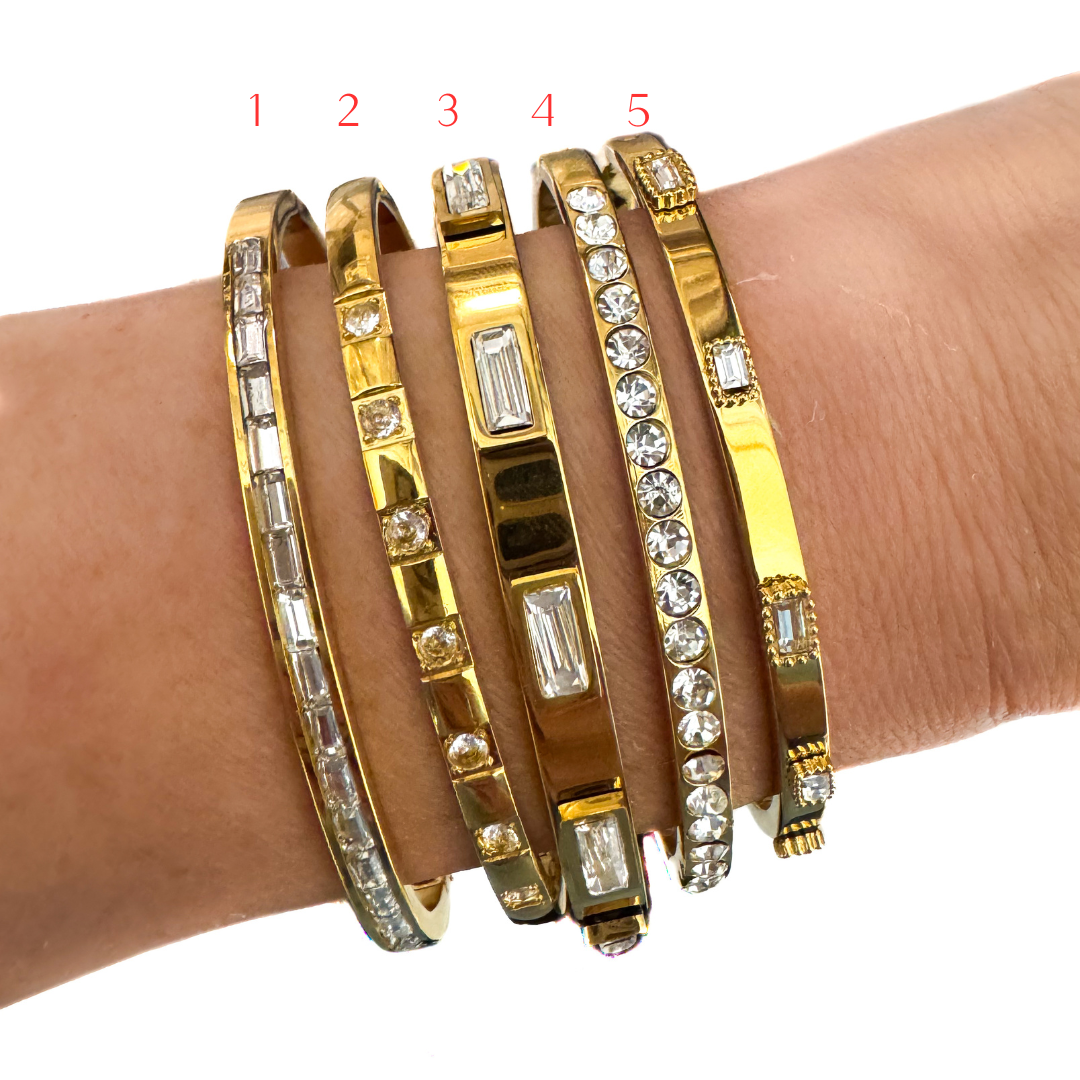 Cz Zircon Gold Bangle Bracelet Waterproof