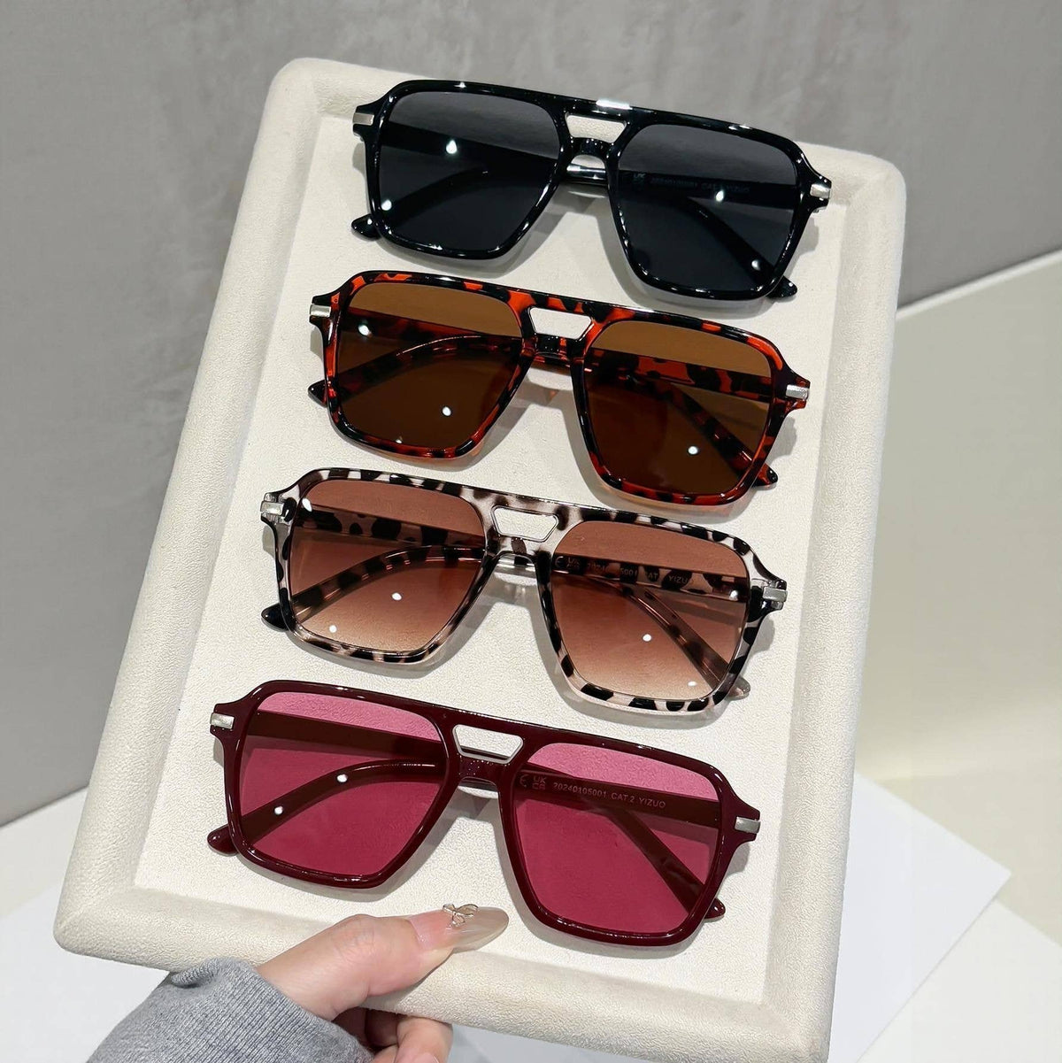 Vintage Oversized Double-Bridge Sunglasses