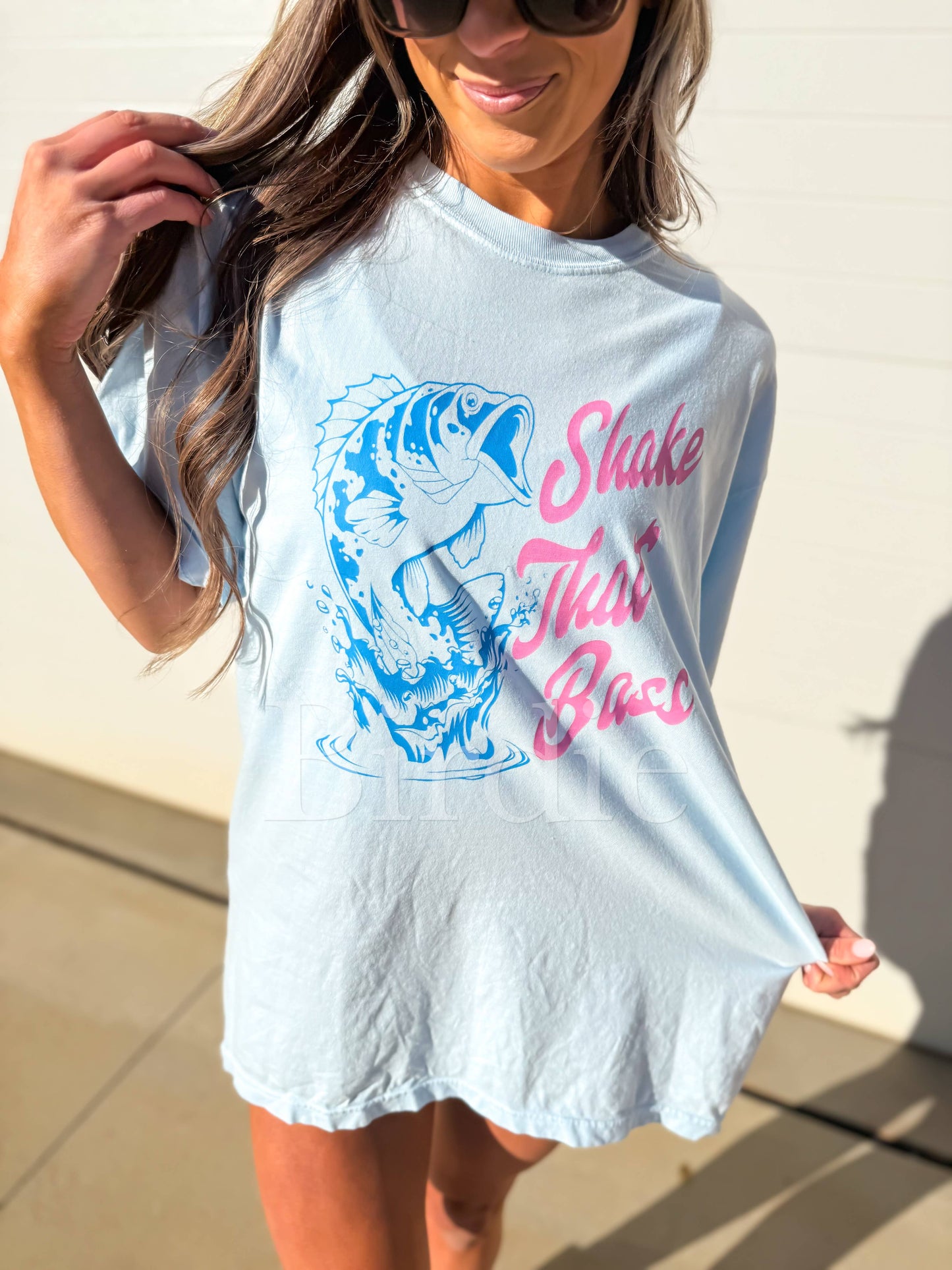 Shake That Bass Graphic Tee on Chambray