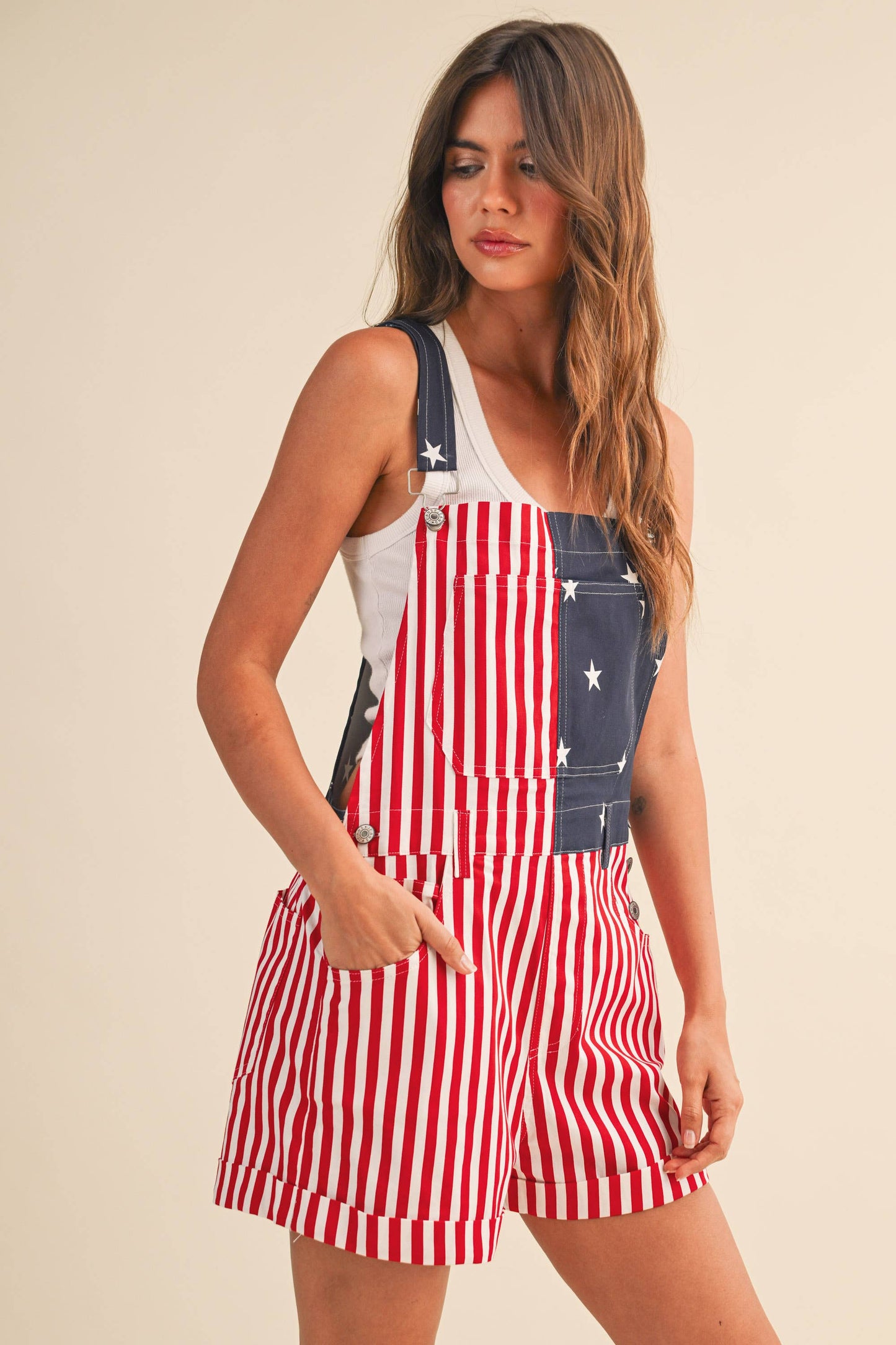 USA FLAG SHORT OVERALLS