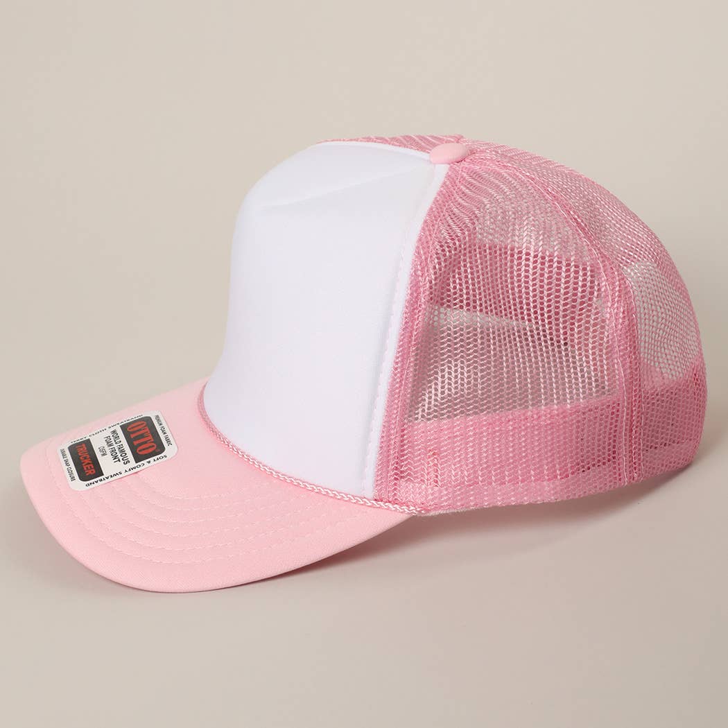 Two-Tone Mesh Back High Crown Foam Trucker Hat