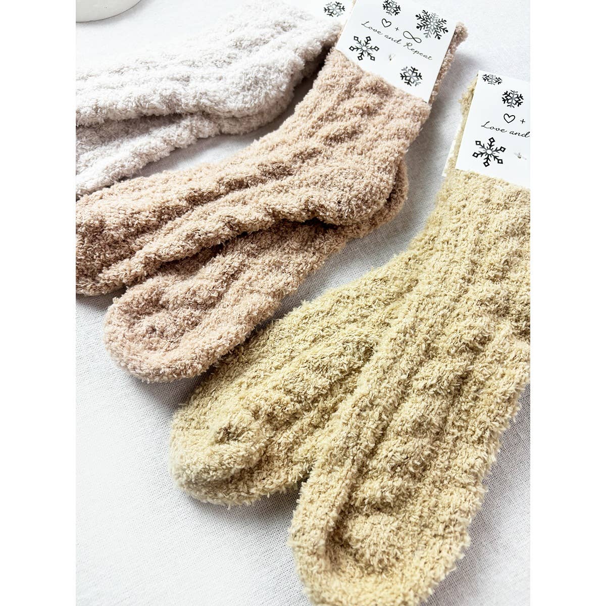 Neutral Tone Solid Cable Pattern Cozy Socks