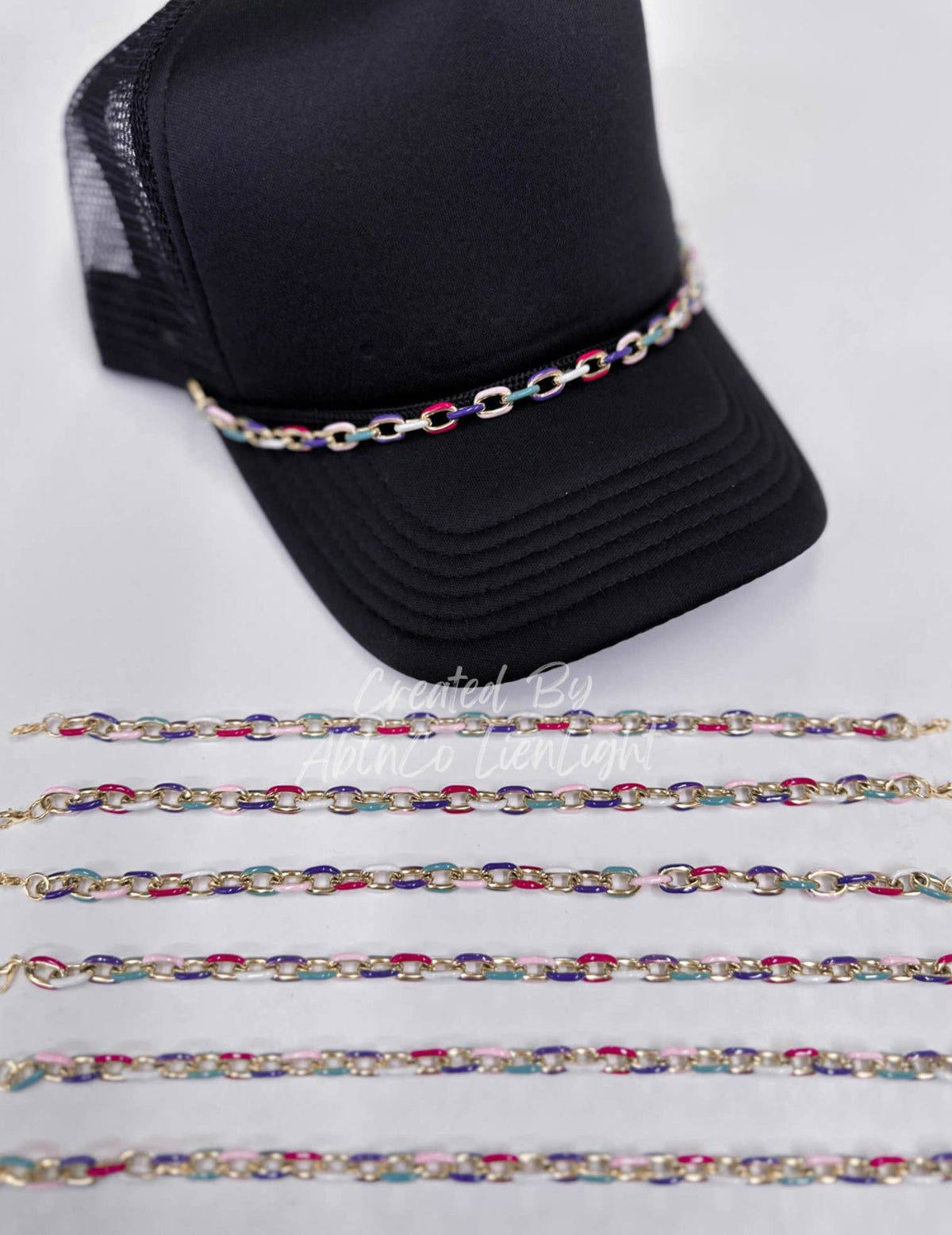 Multi color links trucker hat chain, chains for hats