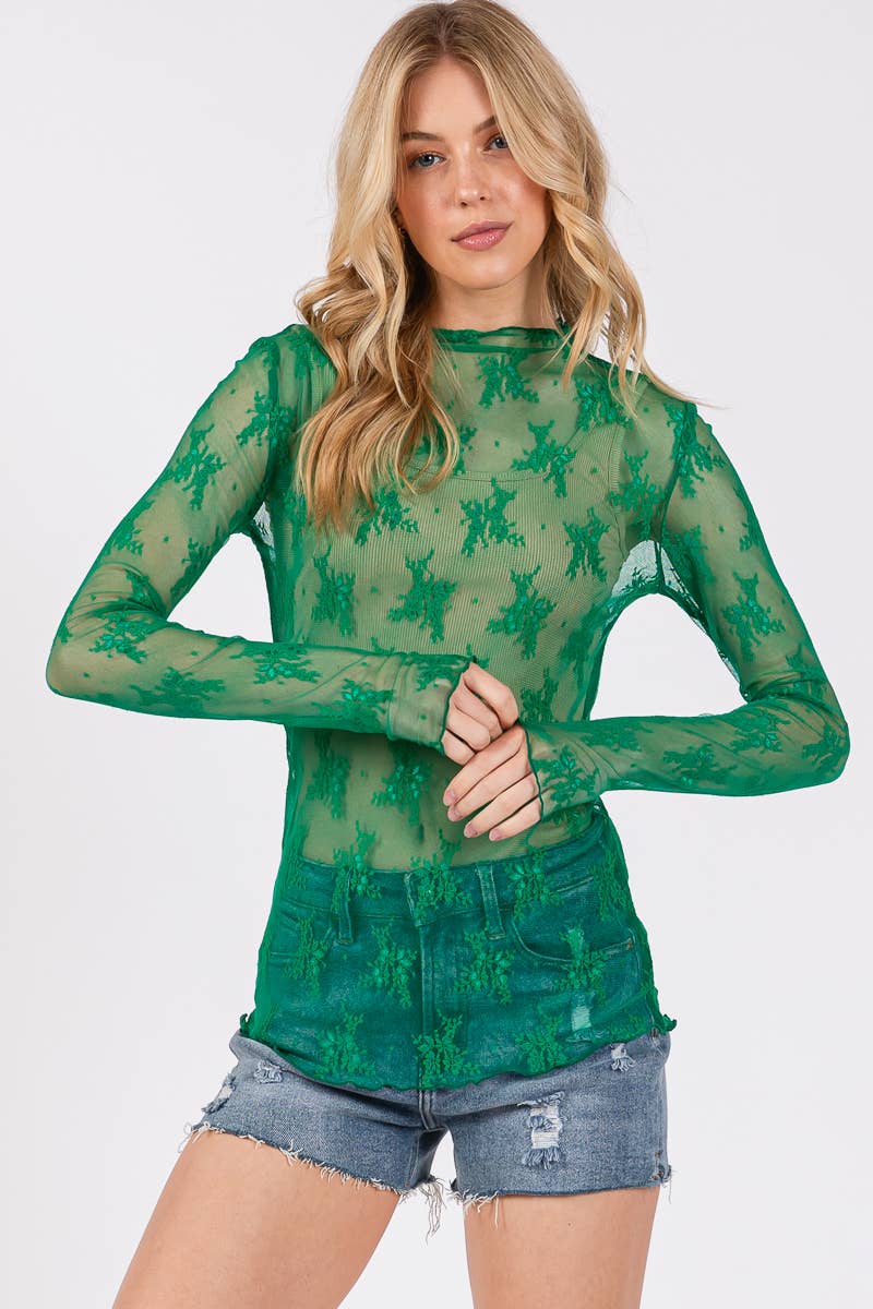 Cutest Mesh Lace Top (multiple colors)