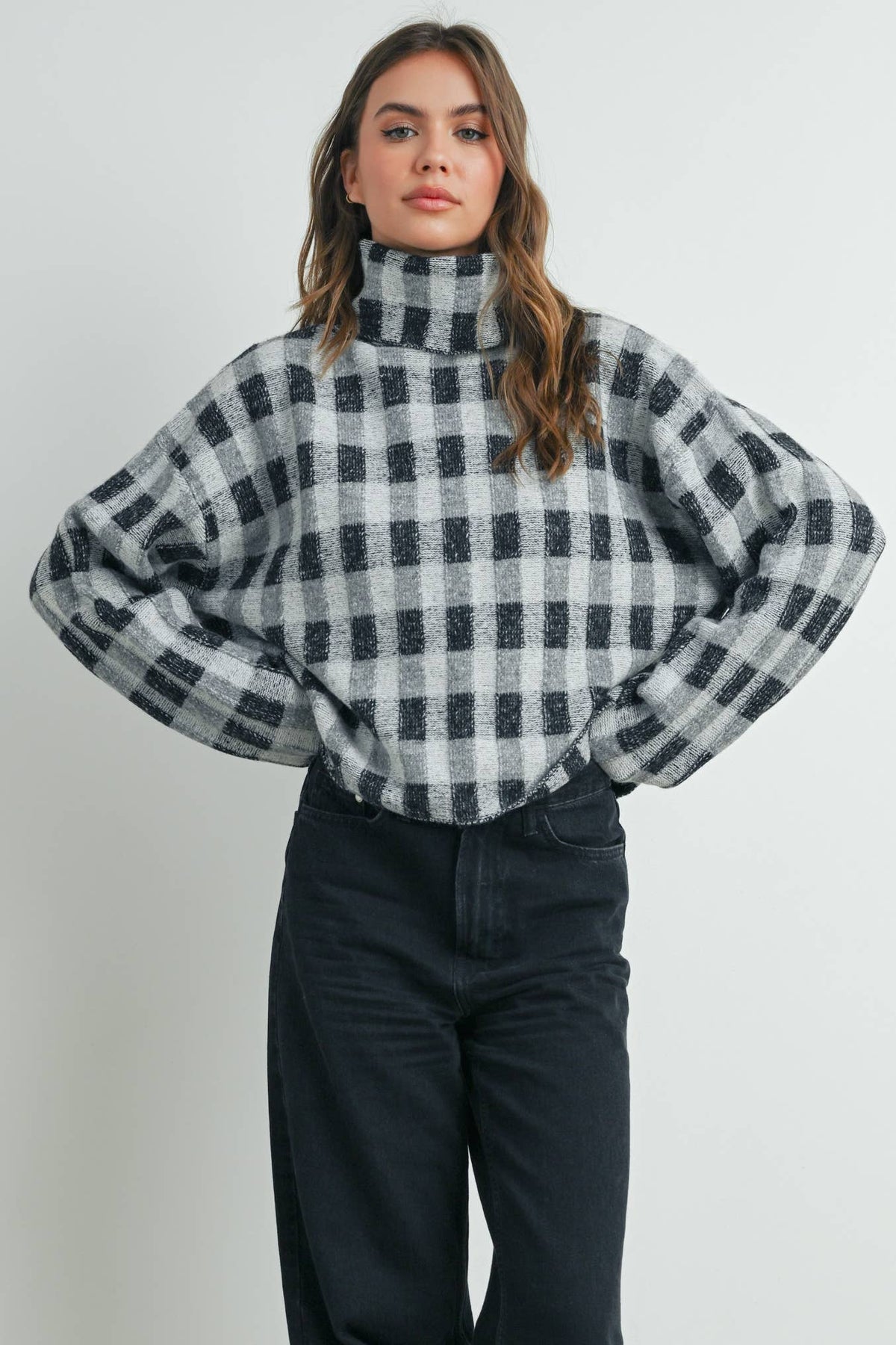 Fall Check Turtleneck Sweater - BMW7532