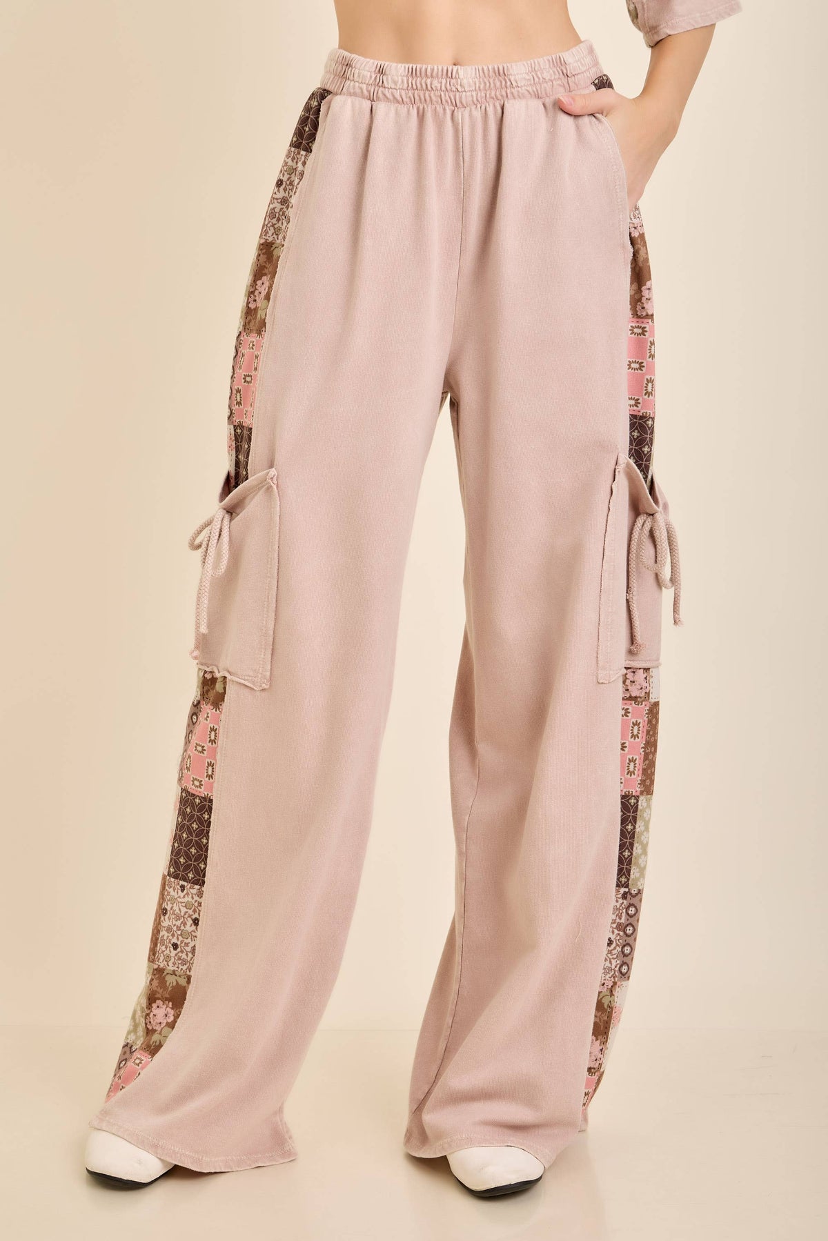 MineralWashed Fall Paisley Print Ribbon patch pants HP7023