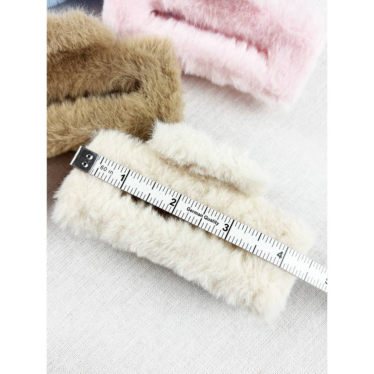 Rectangle Faux Fur Plush Hair Jaw Clip