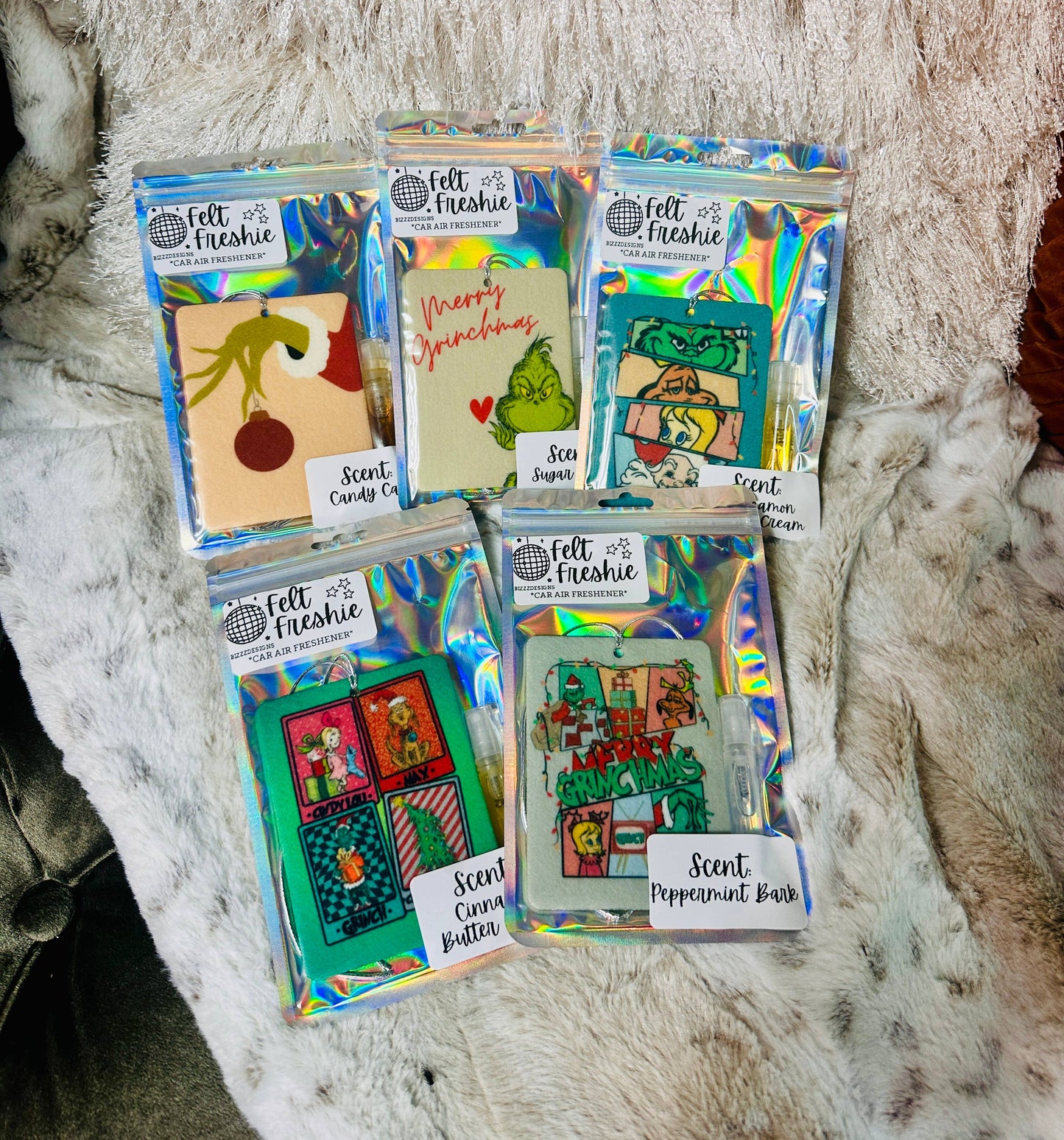 Christmas | Grinch | Felt Freshie | Christmas Felt Freshies - Set of 10