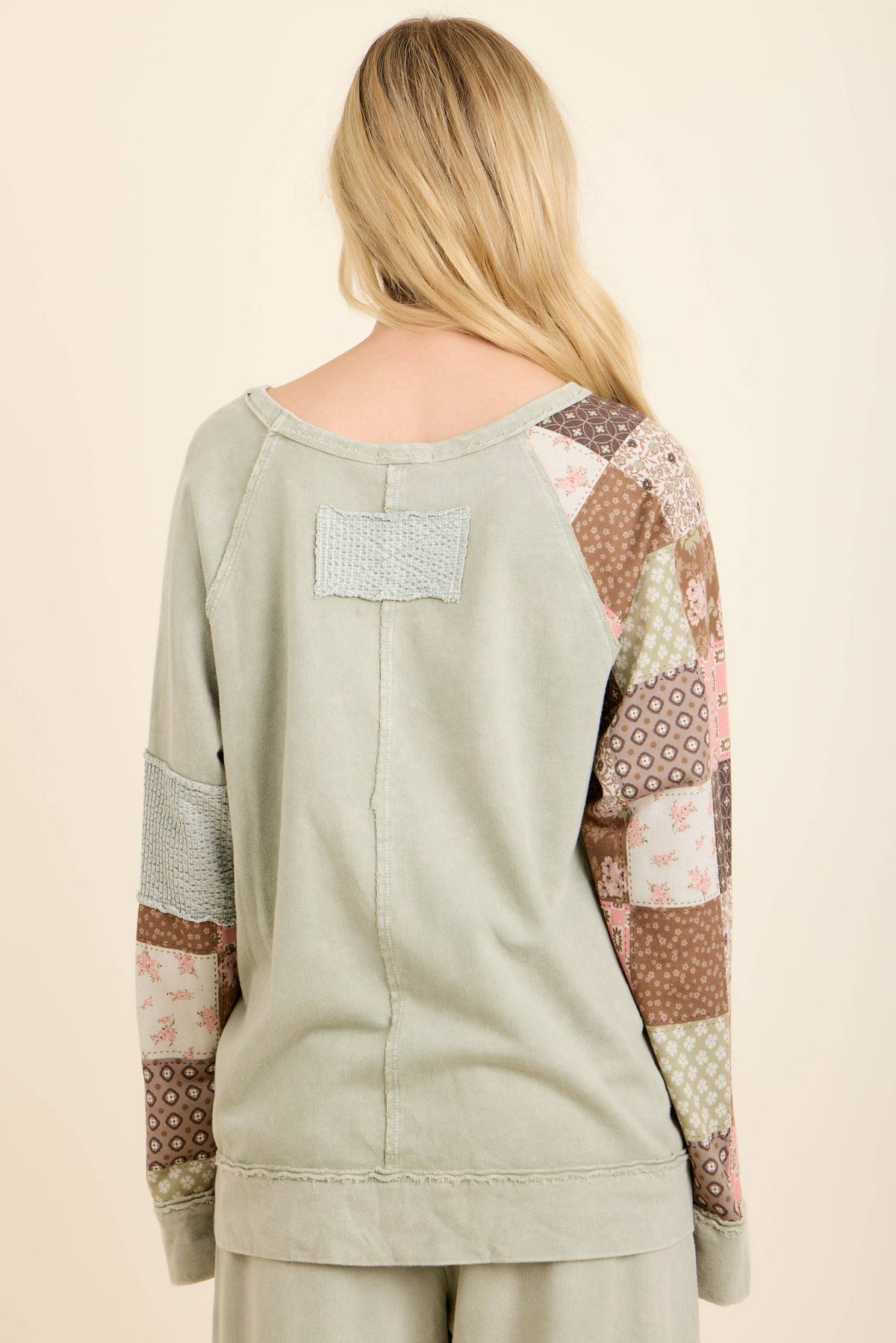 MineralWashed Fall Paisley patchwork Block sweatshirt HT7554