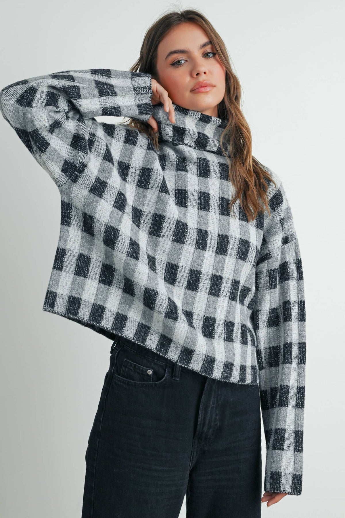 Fall Check Turtleneck Sweater - BMW7532