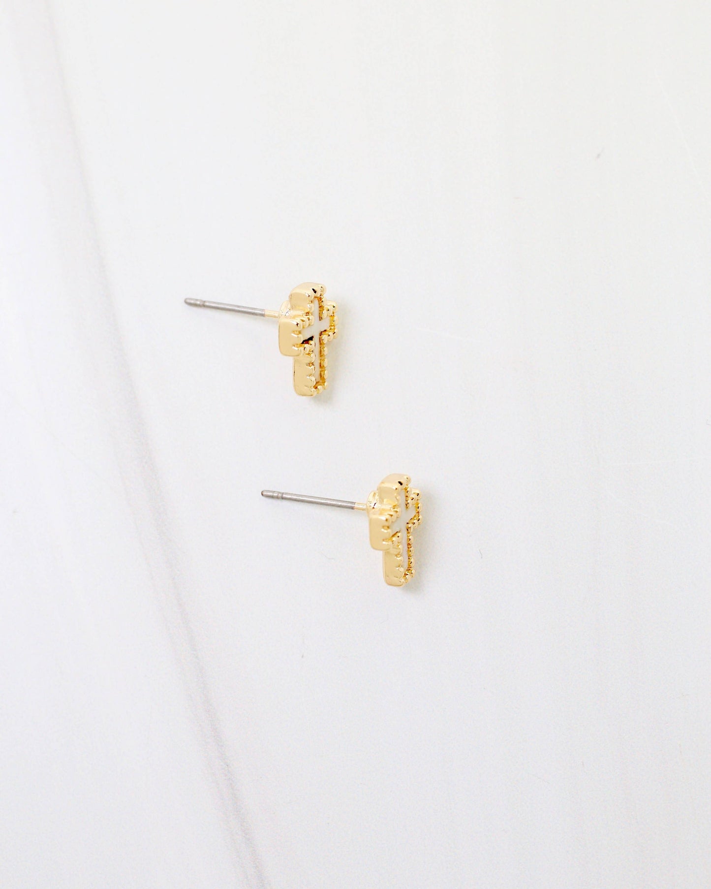 Midland Cross Stud Earring Mother Of Pearl