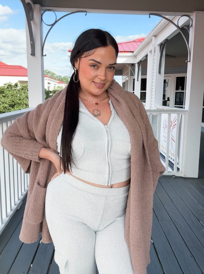 Fuzzy Soft Cardigan with Pockets