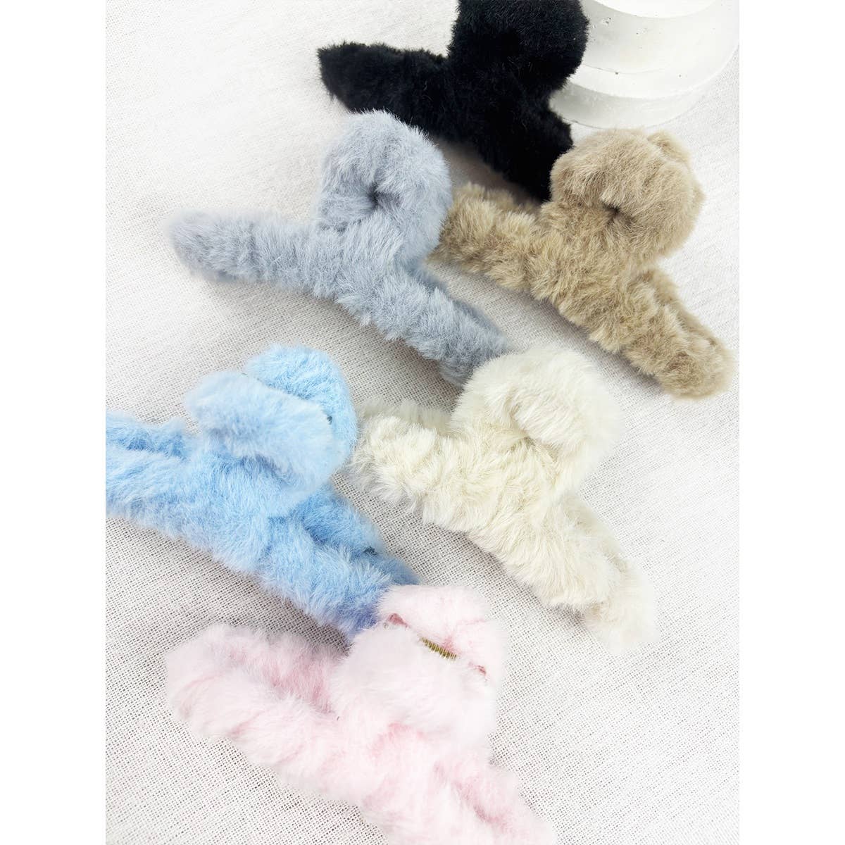 Faux Fur Plush Hair Barrette Jaw Clip
