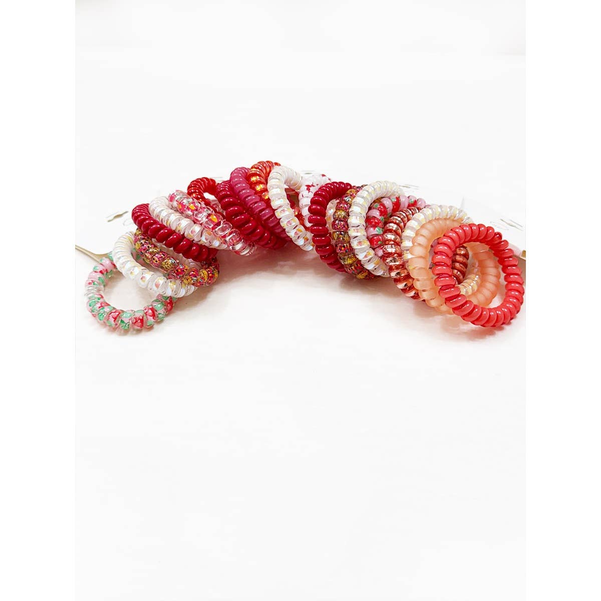 Red Tone Multi Design Spiral Hair Ties