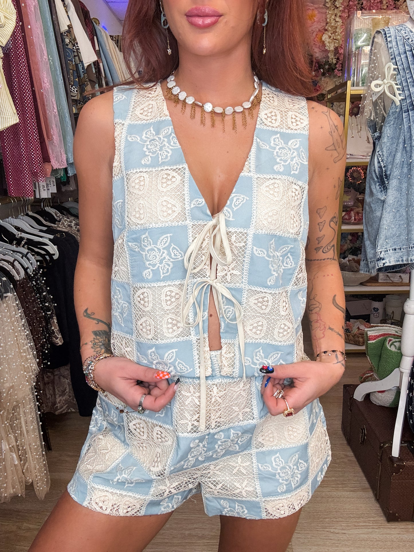Beach Girl Crochet Top & Shorts Set