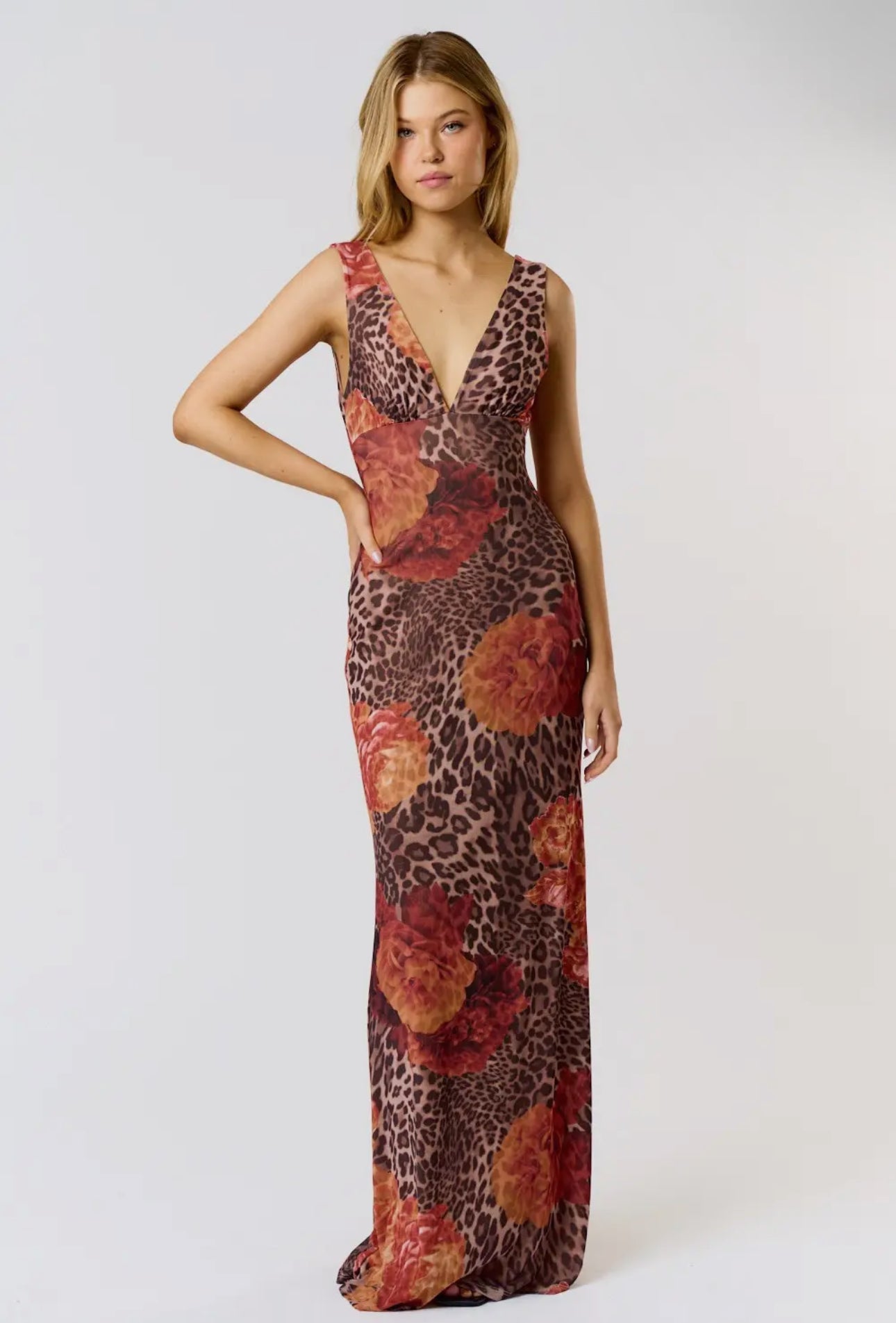 Leopard Rose Maxi Dress