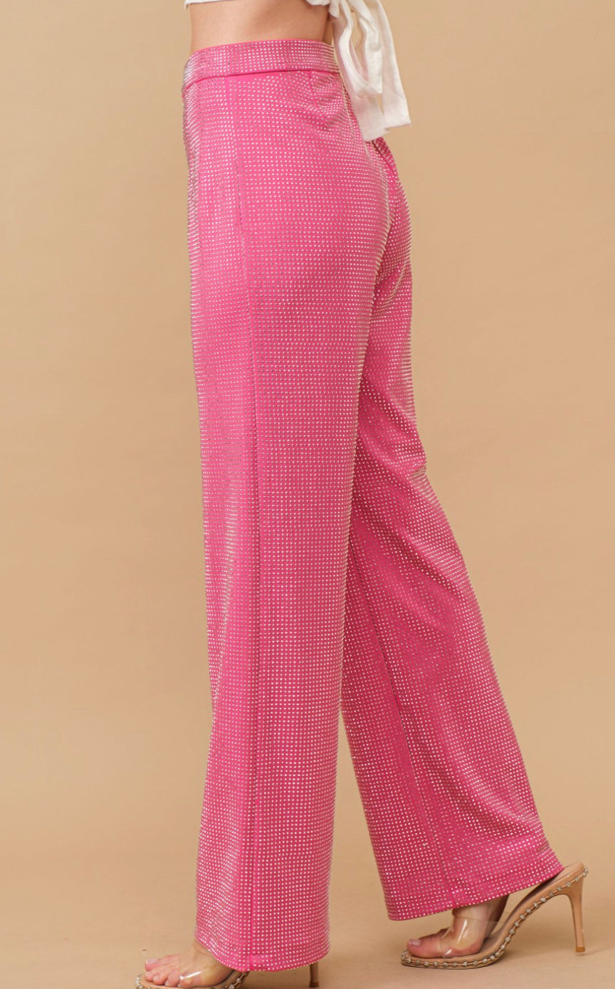 Fuschia Pink Rhinestone Pants