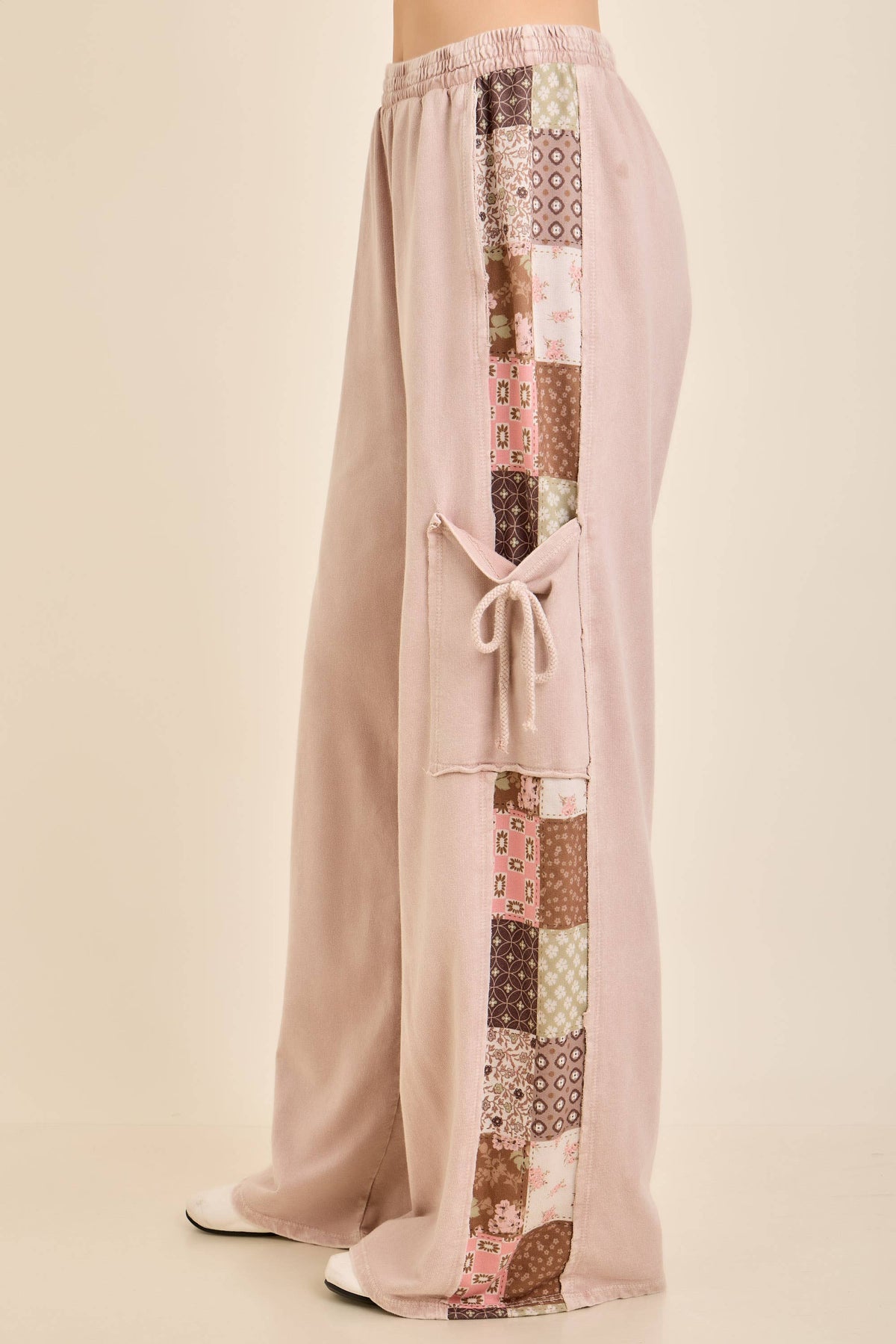 MineralWashed Fall Paisley Print Ribbon patch pants HP7023