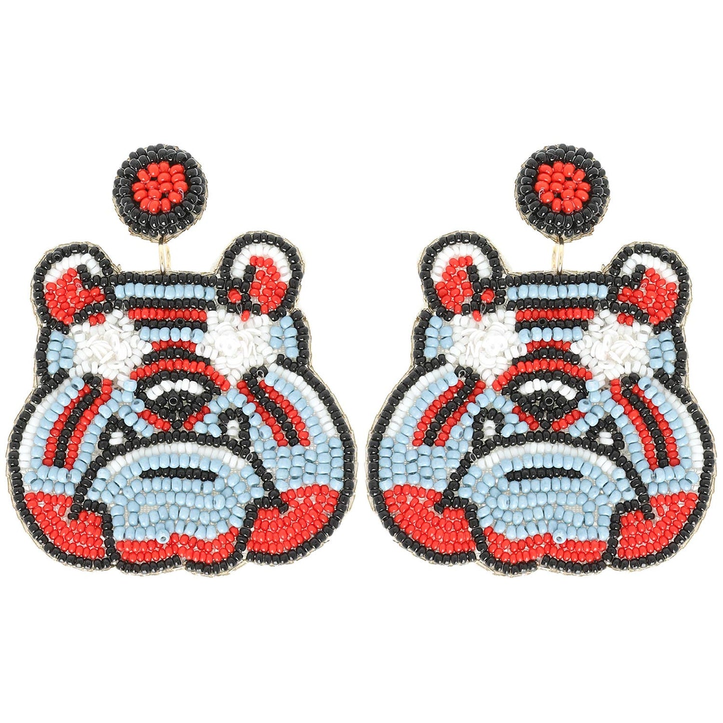 Game Day Bulldog Bead Embroidered Post Earrings